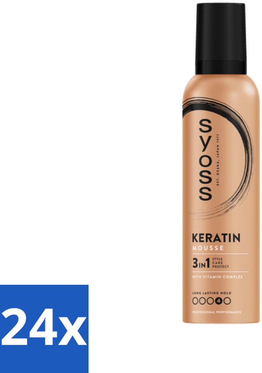 24 x Syoss - Keratin - Haarmousse - Versterkt Haarvezels - 250 ml - Haar Mousse - Styling Mousse - Keratin Mousse - Haarversterking - Haarverzorging