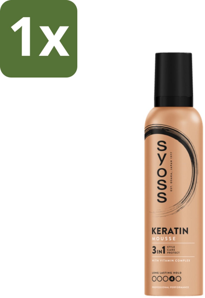 1 x Syoss - Keratin - Haarmousse - Versterkt Haarvezels - 250 ml - Haarversterking - Haarmousse - Styling - Haarverzorging - Keratine