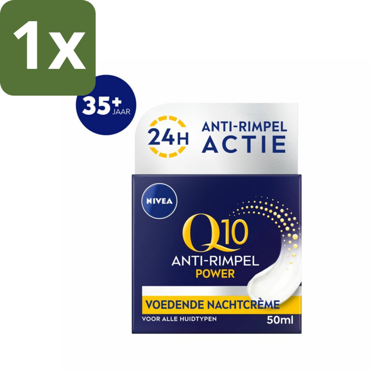 1 x NIVEA - Nachtcrème - Q10 POWER Anti-Rimpel - Voor alle huidtypen - Met Q10 & Creatine - 50 ml - Anti-rimpel Crème - Nachtcrème - Rimpelverlichting - Huidverzorging - Q10 Crème