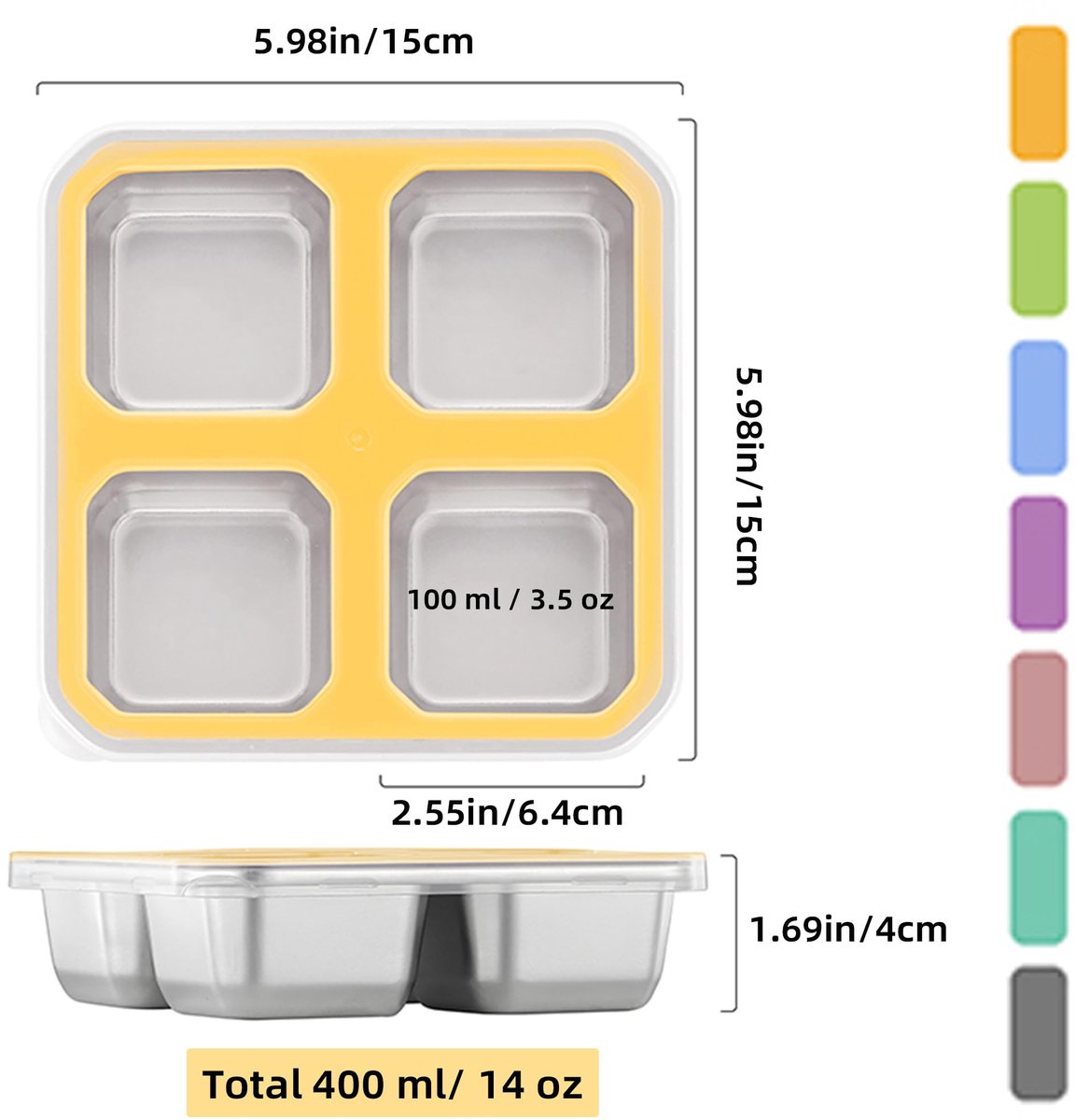 Snackbox 400ML met 4 Vakken - RVS - Vaatwasserbestendig - Ideaal voor Lunch en Snacks - ShopVlot