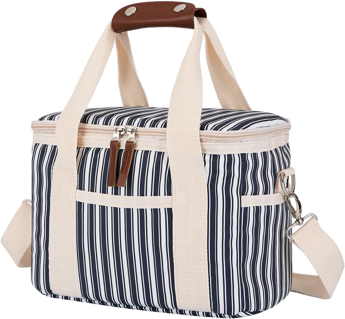 Thermo-lunchtas 15 l - C-marinestrepen - Verstelbare schouderriem - Ideaal voor werk en school - ShopVlot