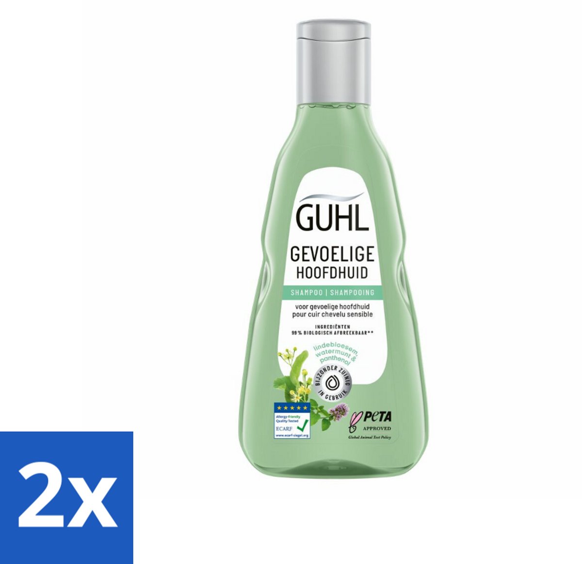 2 x Guhl - Shampoo - Gevoelige Hoofdhuid - 250 ml - Shampoo Gevoelige Hoofdhuid - Kalmerende Shampoo - Shampoo Droge Hoofdhuid - Shampoo Jeuk - Shampoo Irritatie