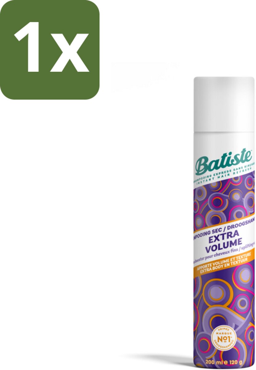 1 x Batiste - Extra Volume - Droogshampoo - Geeft Meer Volheid - Frist Vet Haar Op - 200ml - Extra Volume - Droogshampoo - Haar Volume - Fris Haar - Vet Haar Op