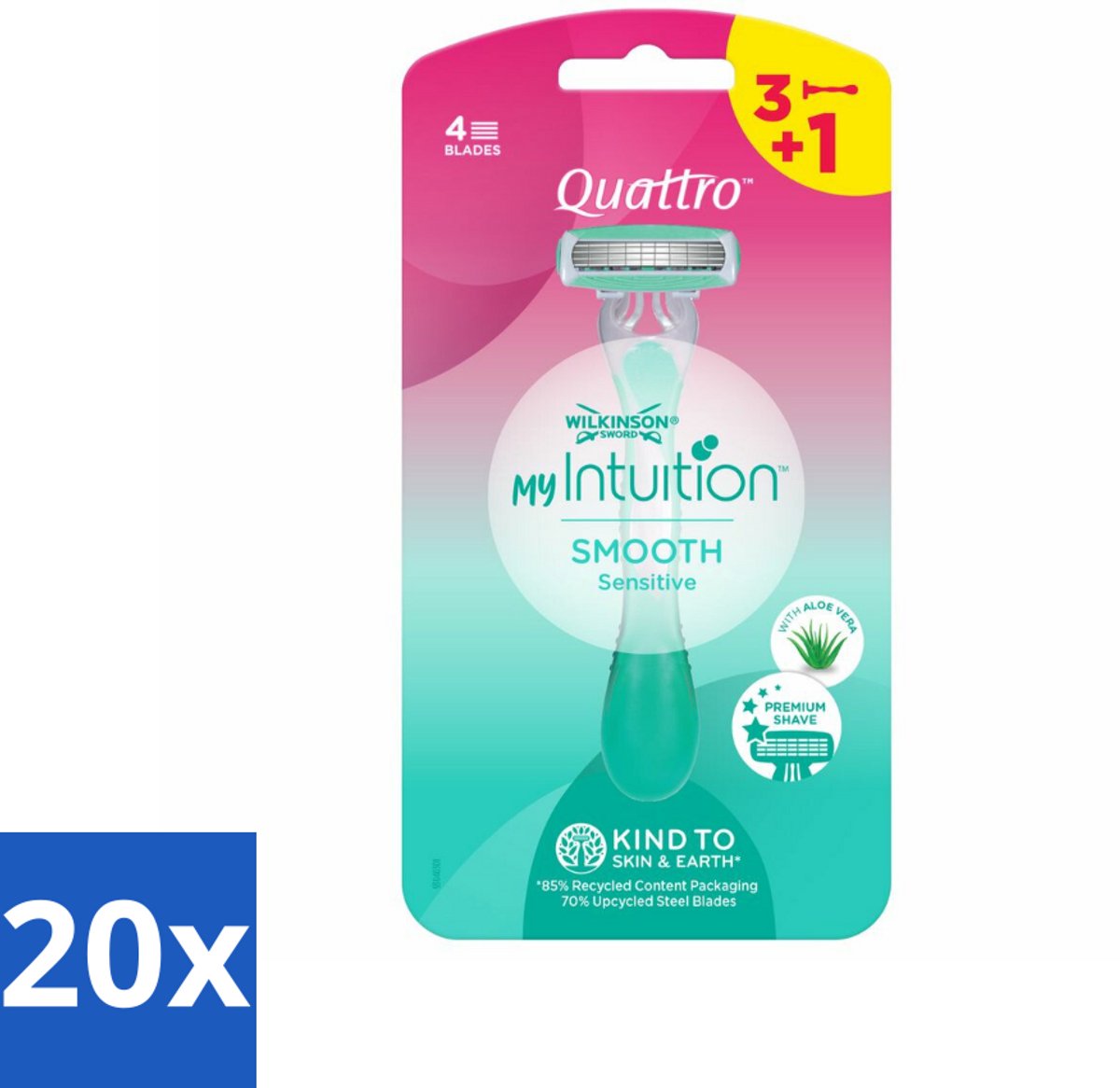 Wilkinson - Wegwerpscheermesjes - Quattro For Woman - Precies - 4 mesjes - Bulkverpakking - 20 stuks