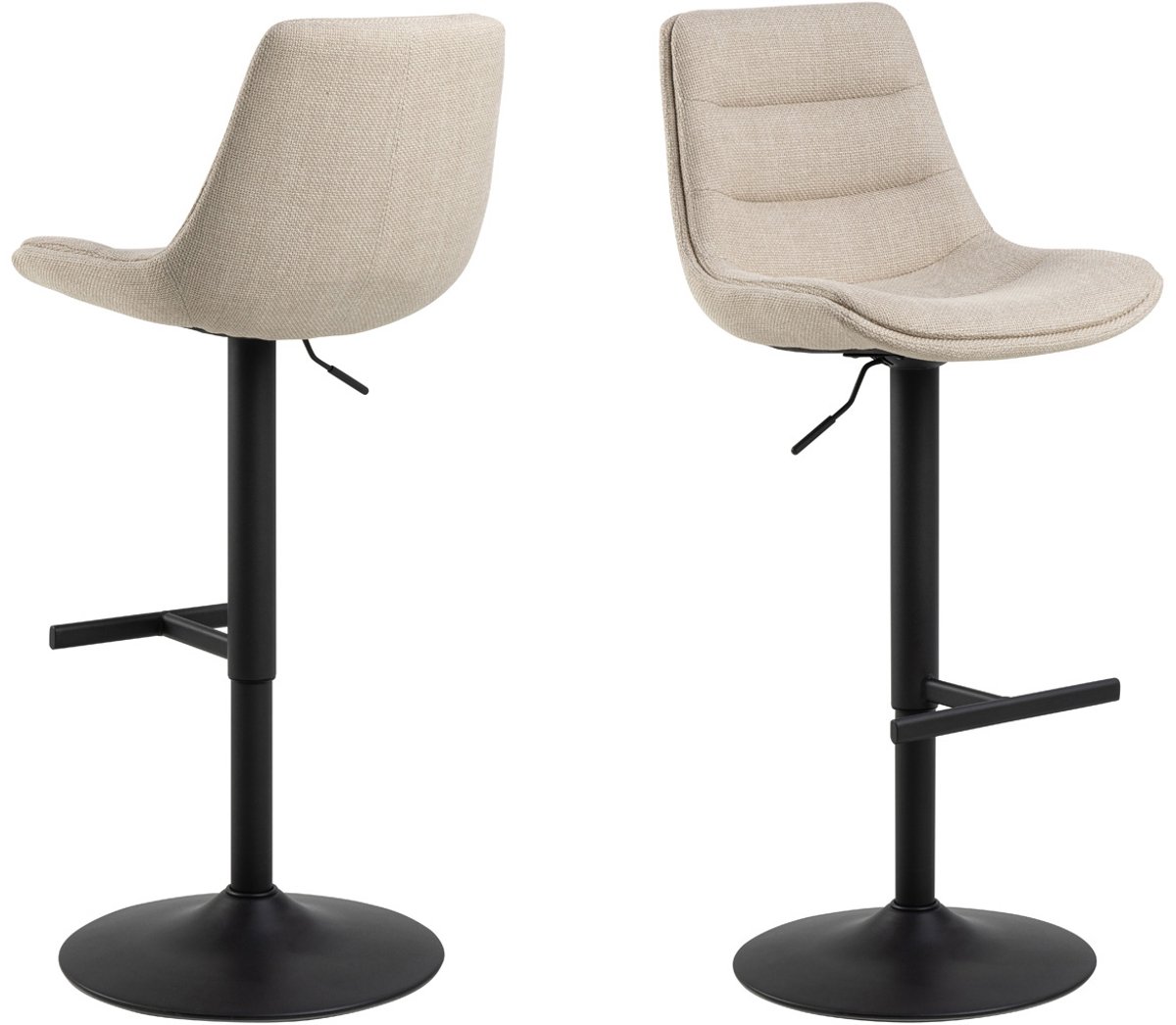 Barkruk Stof Beige - Draaibaar - 47x53x95cm - Meau - Giga Living - Set van 2