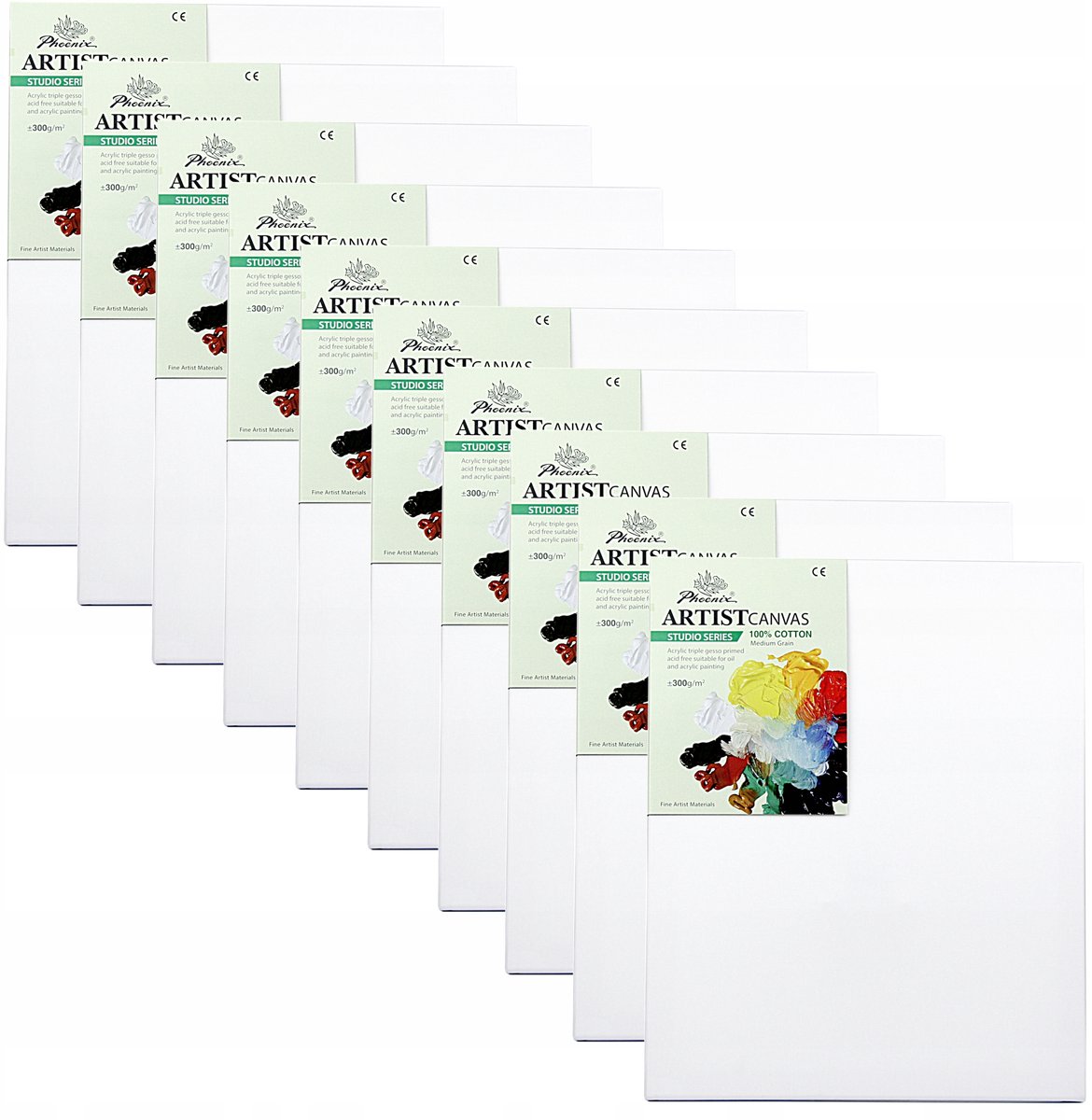 10x Borddozen 30x40 cm Katoen, 280 g/m², Gesso, Houten Frame