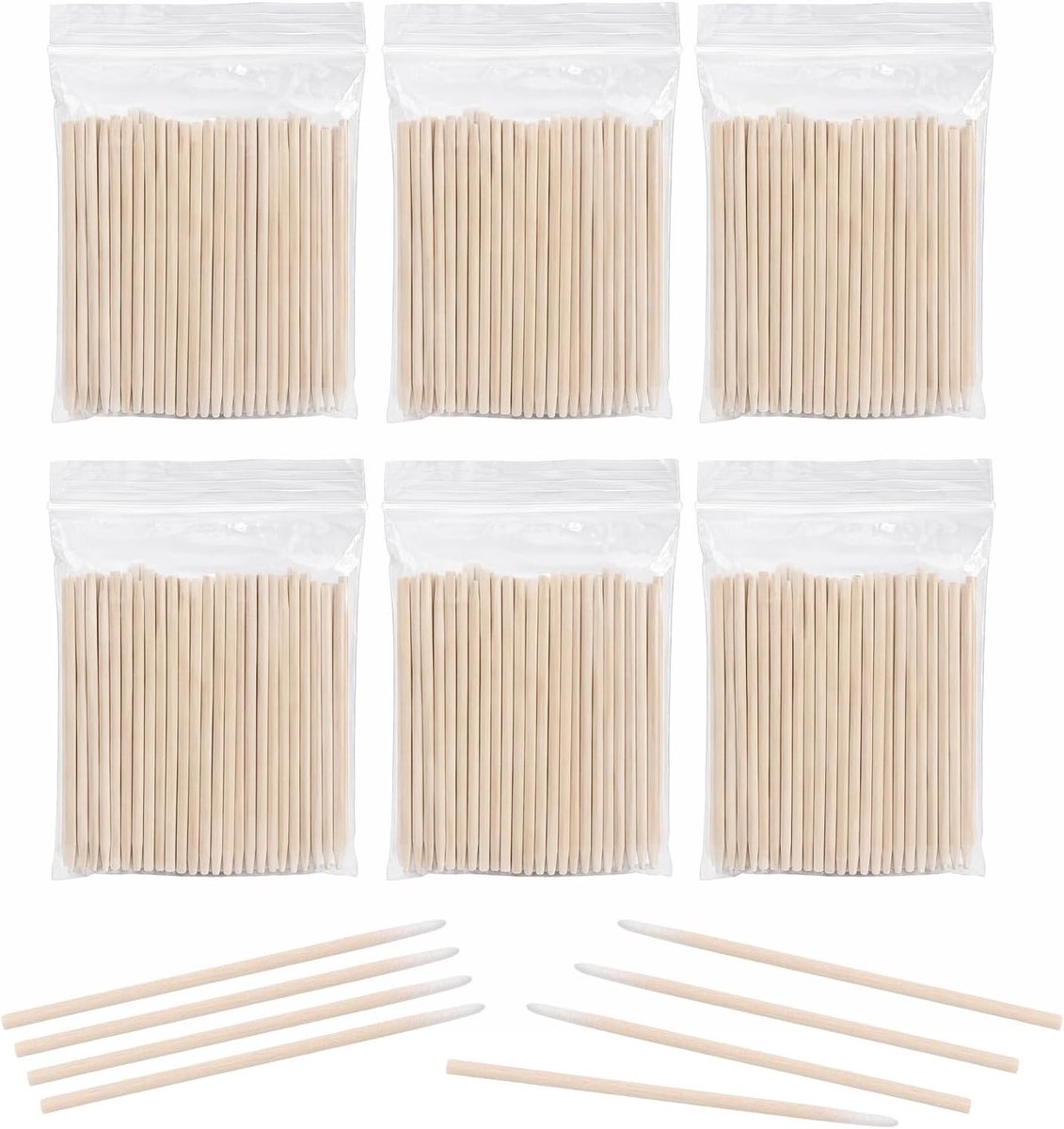 Wattenstaafjes 7 cm - Houten punten - Hoogwaardig katoen - Ideaal voor make-up en verzorging - ShopVlot