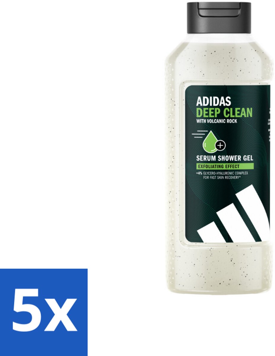 5 x Adidas – Douchegel – Active Skin & Mind Deep Clean – 400 ml - Douchegel - Huid Reinigen - Exfoliëren - Zweet Verwijderen - Gevoelige Huid