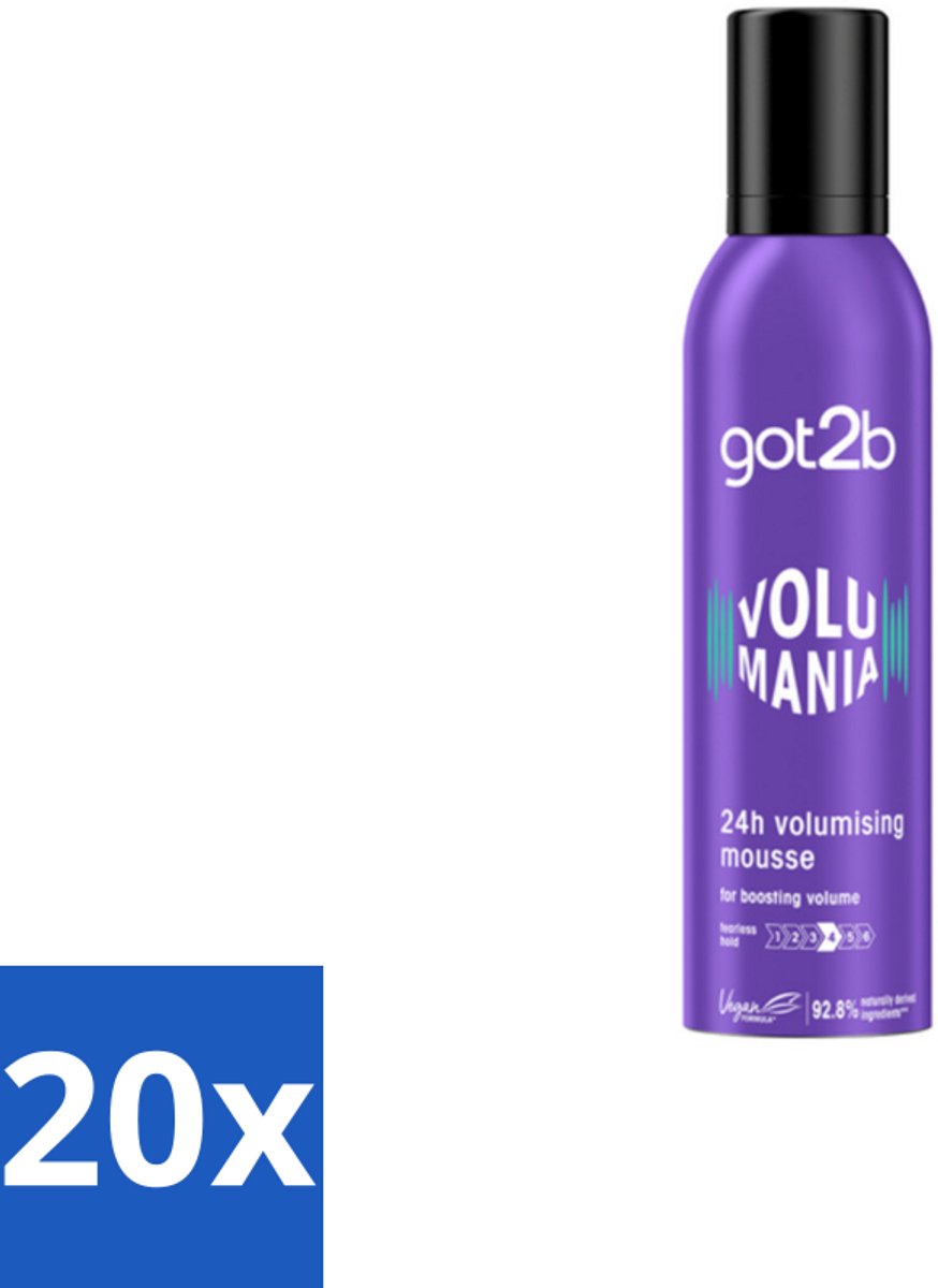 20 x Got2B - Volumemousse - Volumania 24H - 250 ml - Haar Volume - Volumemousse - 24 Uur Hold - Vegan Haarproduct - Natuurlijke Formule