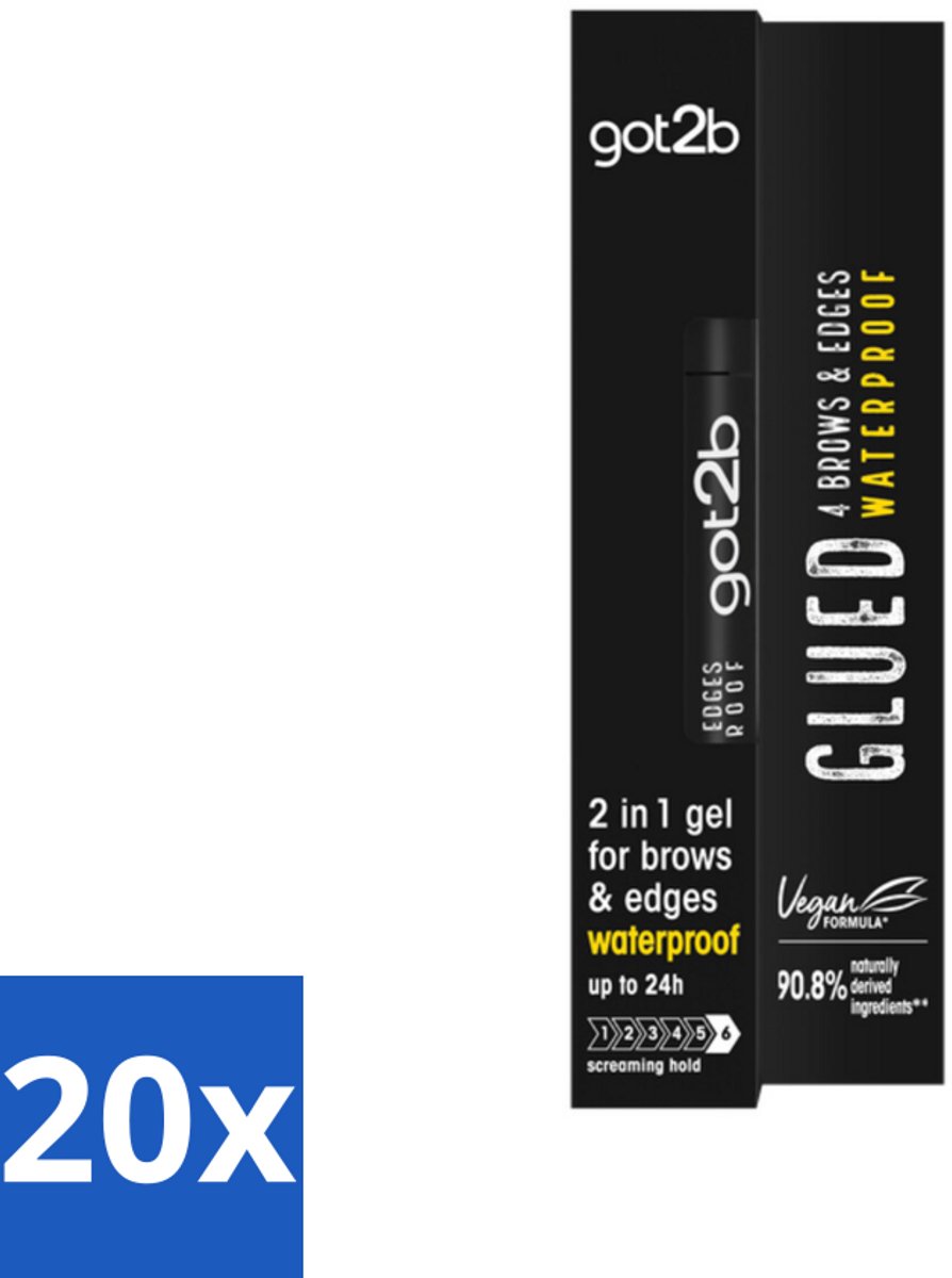 20 x Got2B - Wenkbrauwgel - 4 Brows & Edges Waterproof Transparant - 16 ml - Wenkbrauwgel - Waterdicht - Strakke Brows - Babyhaartjes - Hold