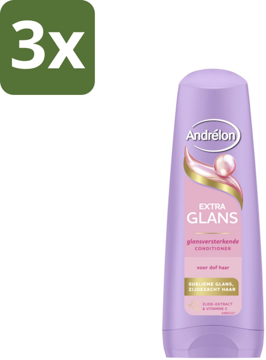 3 x Andrélon – Conditioner – Extra Glans – 200 ml - Extra Glans - Dof Haar - Zacht Haar - Glanzend Haar - Haar Verzorging