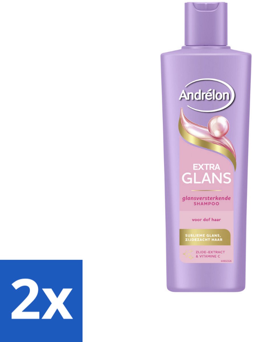 2 x Andrélon – Shampoo – Extra Glans – 250 ml - Glans Haar - Stralend Haar - Zacht Haar - Verzorgd Haar - Dof Haar