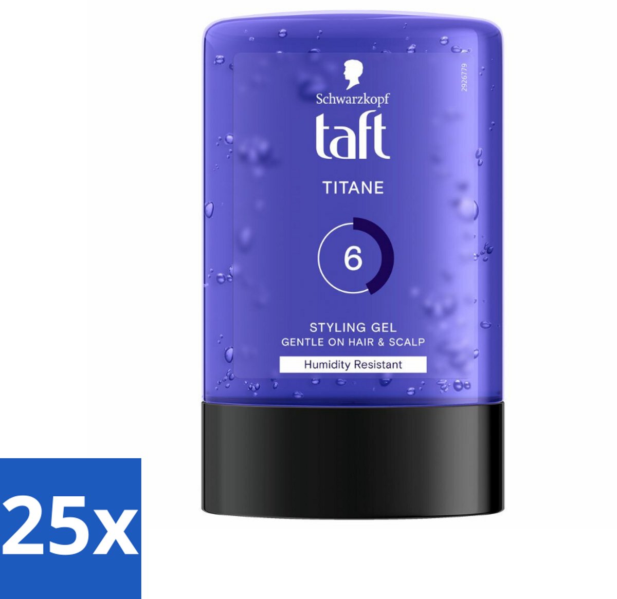 25 x Taft - Titane 6 - Styling Gel - Krachtige fixatie - 300 ml - Krachtige Fixatie - Titanium Hold - Haar Styling Gel - Sterk Haar - Vochtbestendig Haar