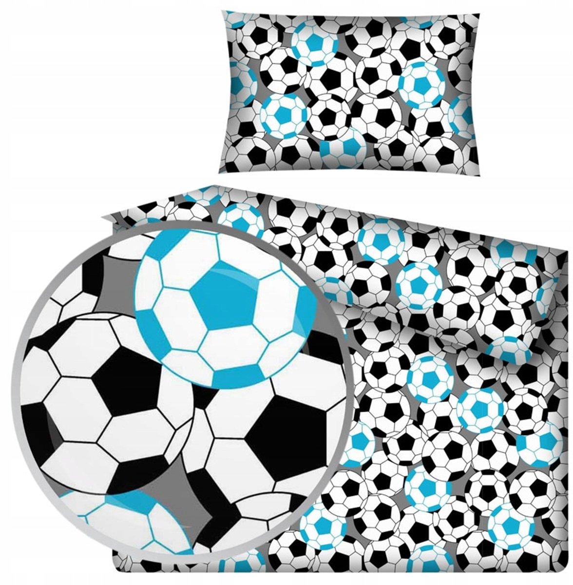 Kinderbeddengoed Katoen 100x135 cm met Blauwe Voetbalprint