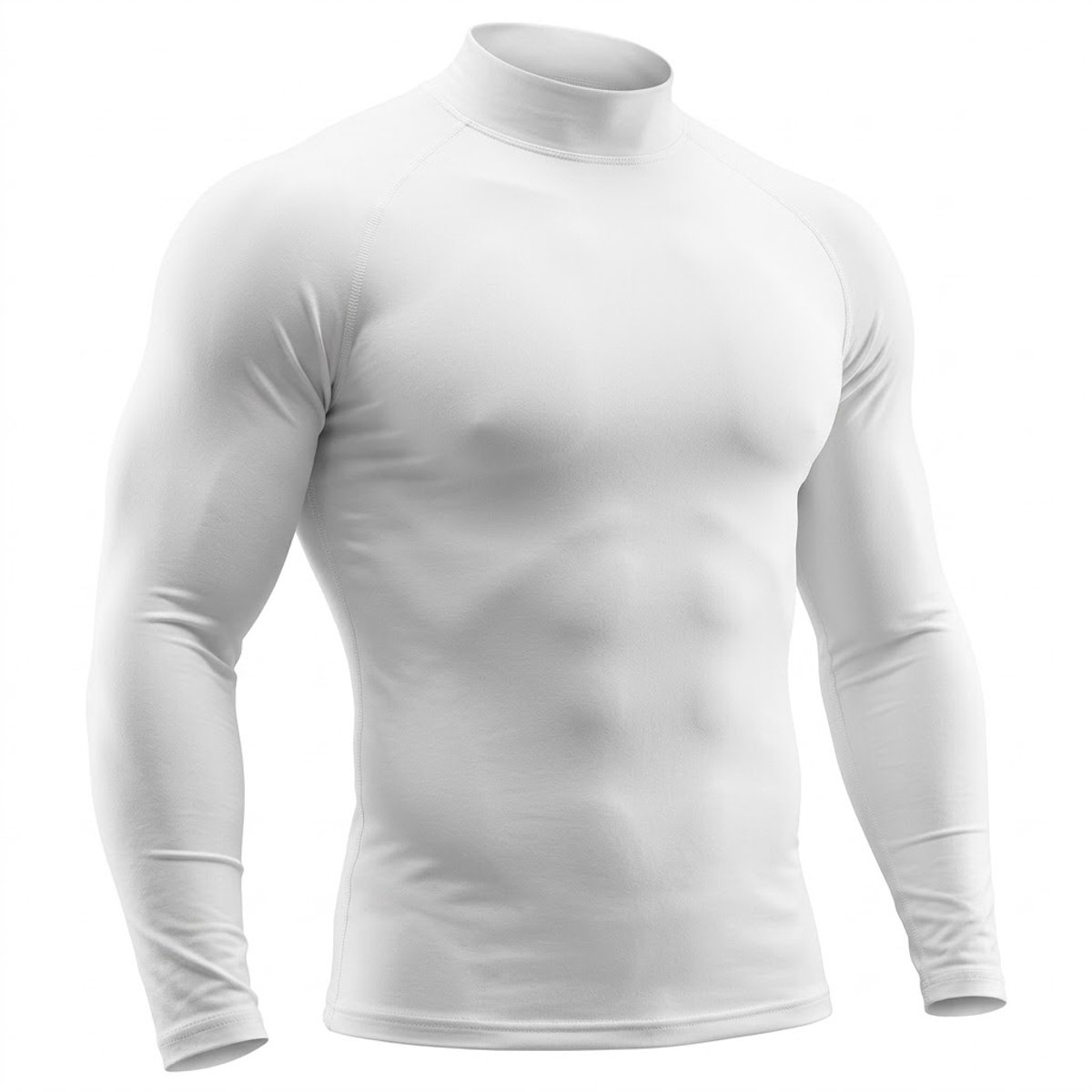 Wit vechtsportshirt heren maat S high neck lange mouw sport shirt nauwsluitend stretch fitness shirt vochtafvoerend training shirt compressie workout top sneldrogend gym kleding atletische pasvorm alle seizoenen