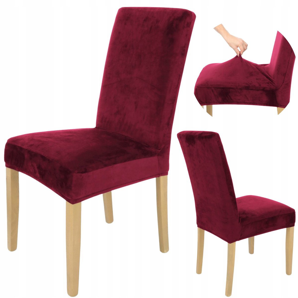 Elastisch Bordo Stoelhoes van Dik Velours - Universeel & Luxe