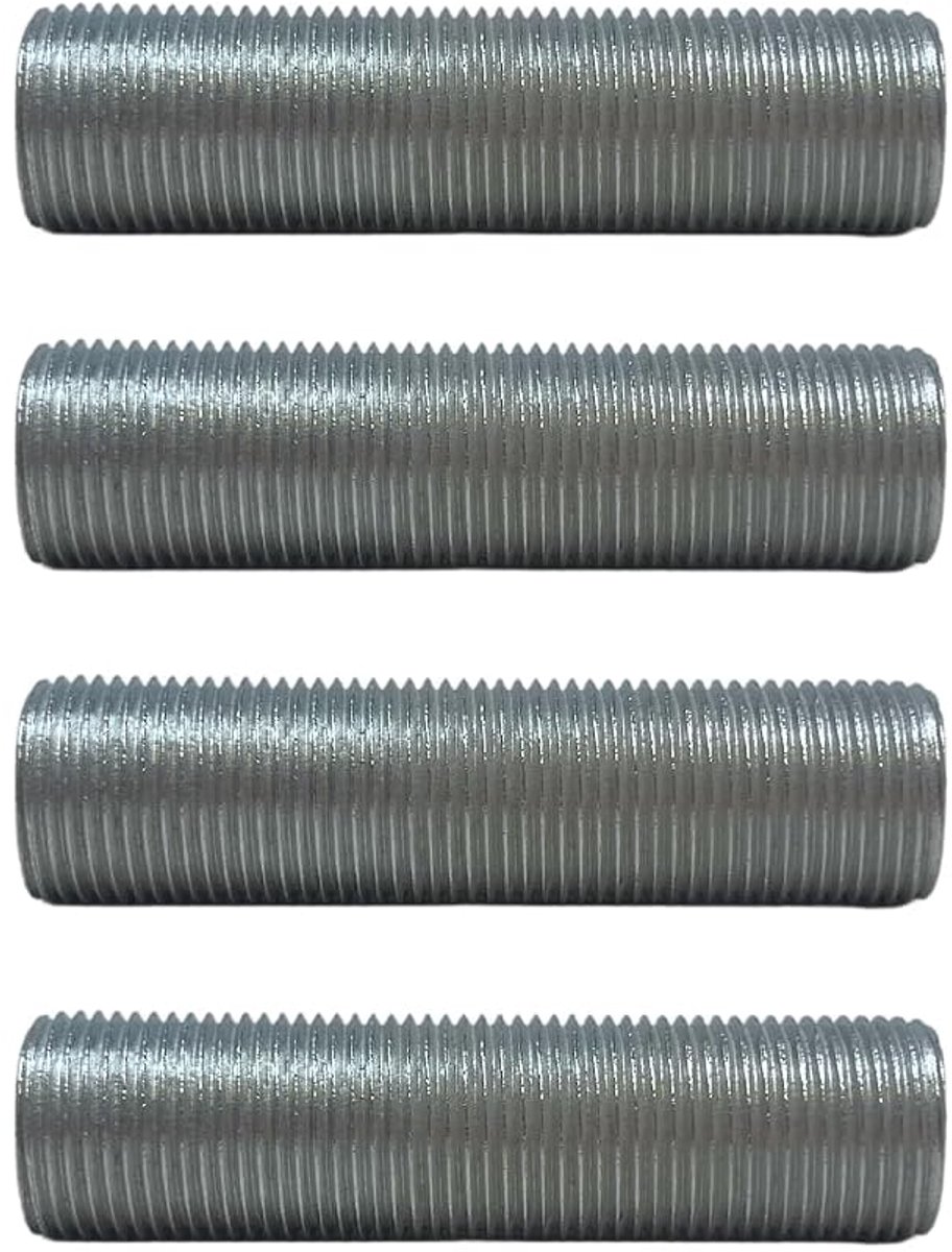 Set of 4 galvanised M10 x 1 lamp tubes - 25 mm metal tube for lamp holder and lamp rod - mounting accessories lighting - ShopVlot