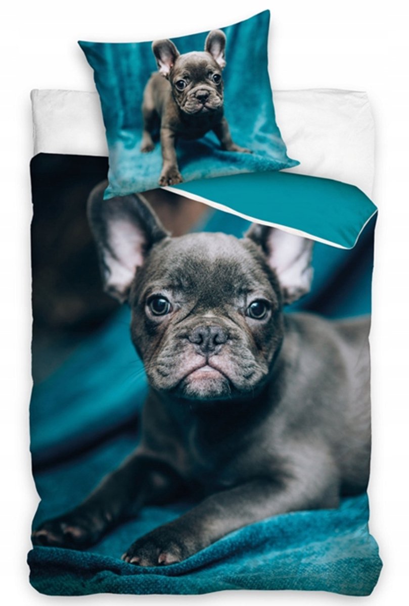 Kinderbeddengoed 135x200 cm Katoen met Bulldog Print