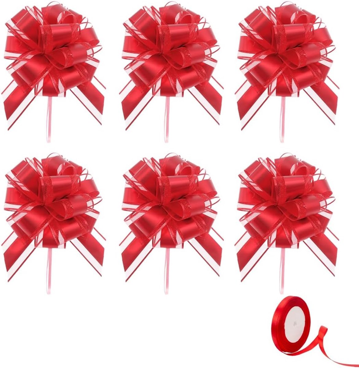 Grote Cadeaustrik - Rood - 22 x 18 cm - Duurzaam Plastic en Organza - Voor Geschenken en Decoraties