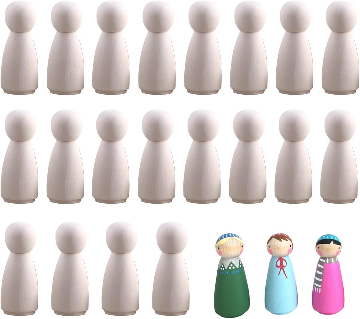 Houten Figuren voor Schilderen - Set van 20 - Natuurlijk Hout - Perfect voor Creatieve Projecten - ShopVlot