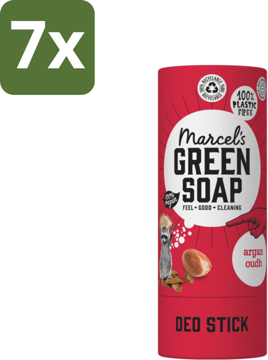 Marcel's Green Soap - Deodorant Stick - Argan & Oudh - Langdurige frisheid - 40 gr - Bulkverpakking - 7 stuks