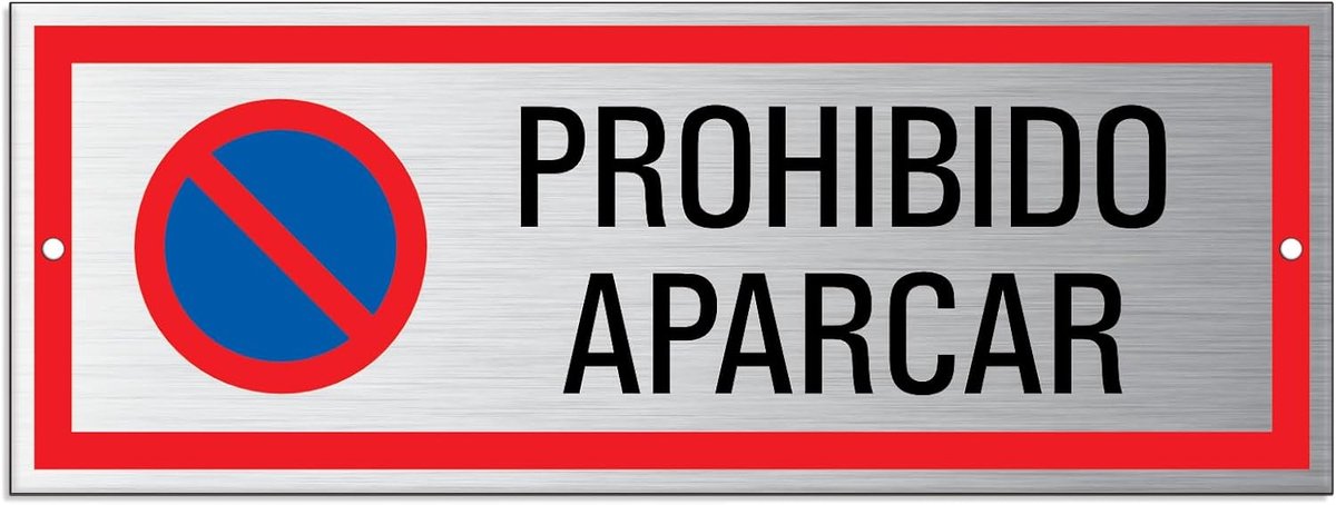 Aluminium bord voor buiten 175 x 65 mm - geborsteld aluminium - voorgeboord - parkeerplaats verboden - m-winkel