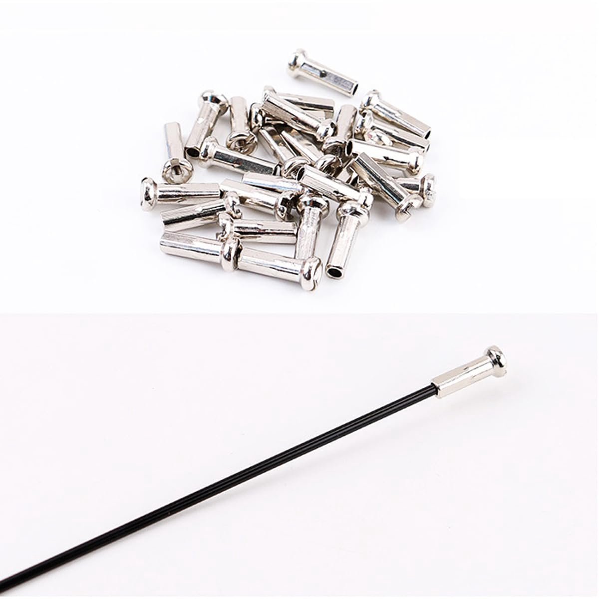 Set van 10 stalen fietsspeichen 14G met nippels - zwart - 270mm lengte