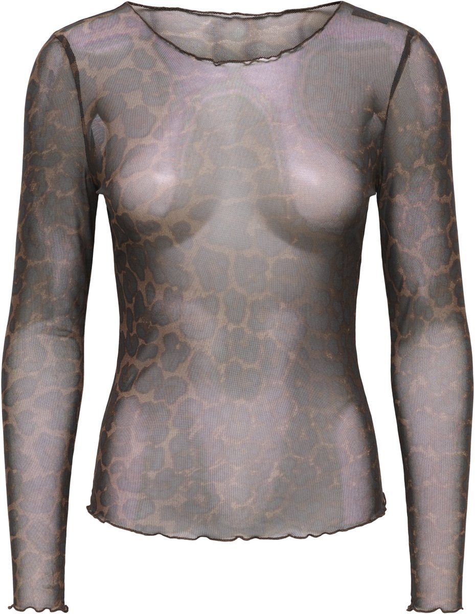 Jacqueline de Yong Top Jdyelsa New Life L/s O Neck Top Jrs 15356004 Coffee Bean/leo Dames Maat - XL