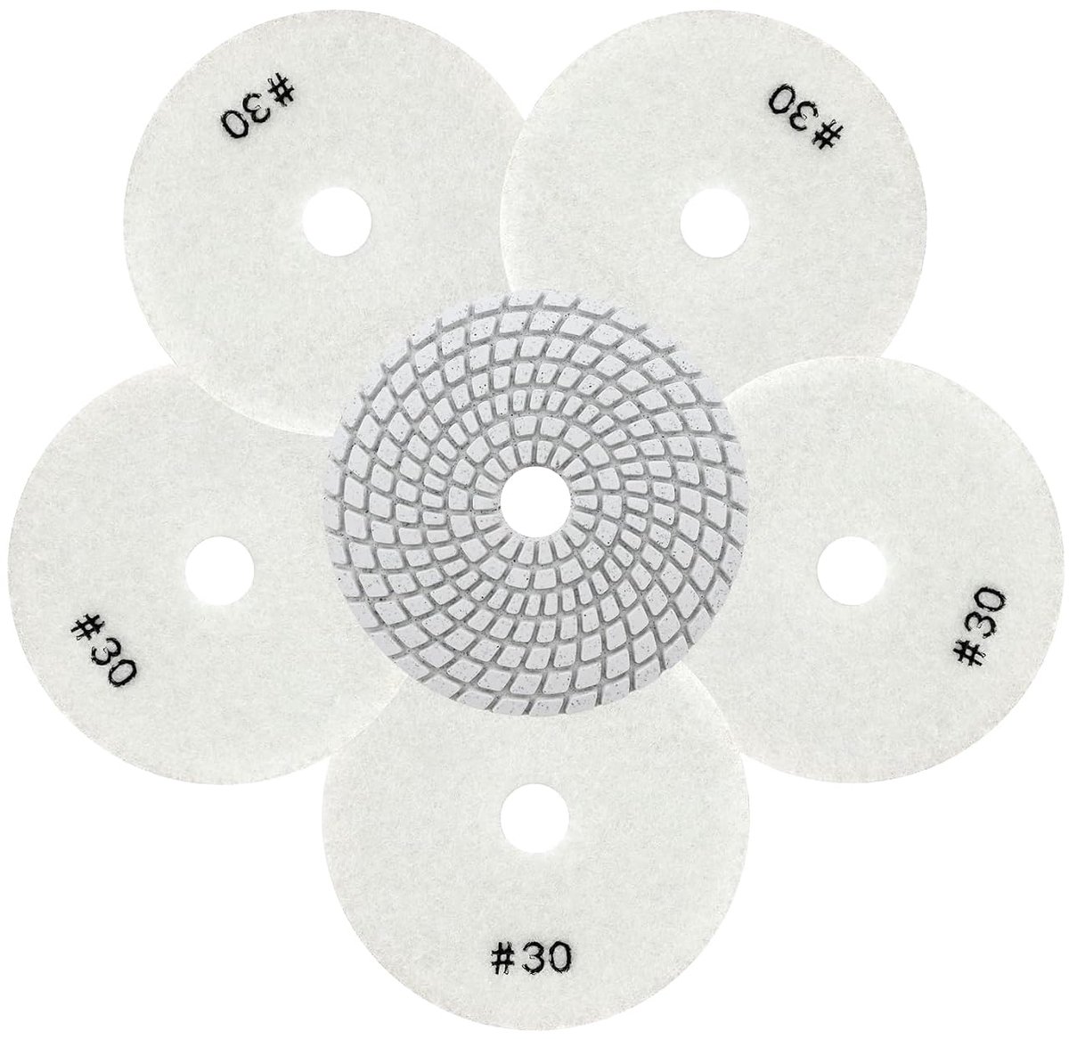 diamant polijstpads 100mm - grit #30 - 6 stuks - voor het polijsten van steen - ShopVlot