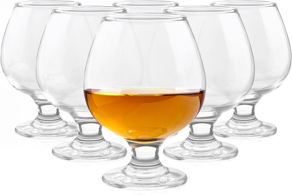 Limonadeglazen stapelbaar - Transparant - Set van 6 - Hoogglans Glas - Cognacglazen voor Thuis en Feest
