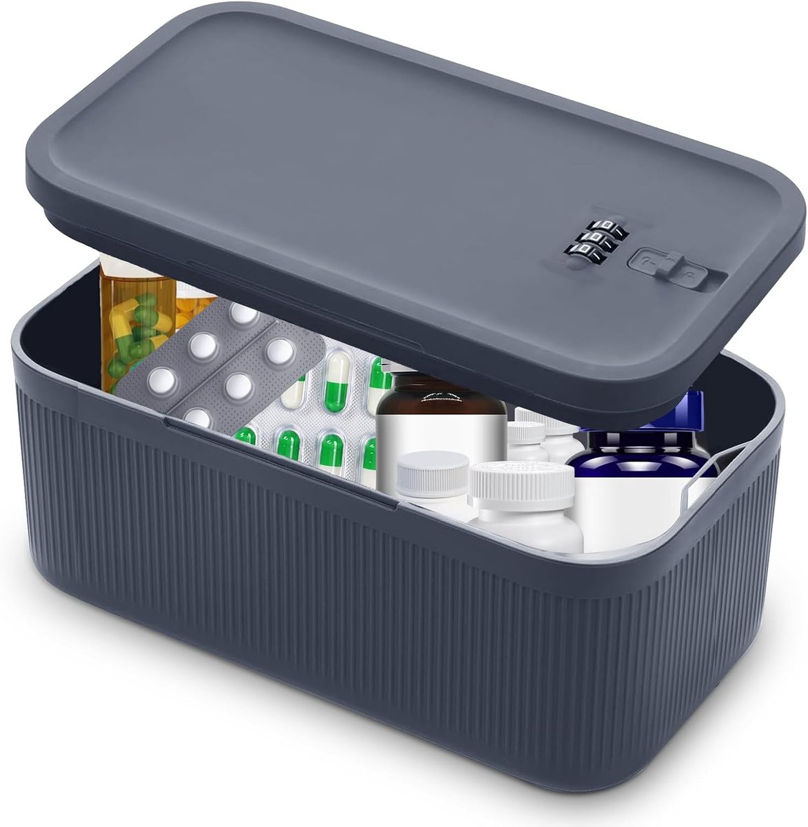 Small Lockable Box, Lockable Box with Combination Lock, 3-Digit, Safe Storage Box for Medicine, Cash Box, Mobile - ShopVlot