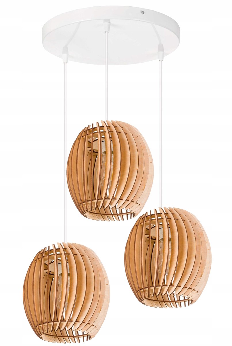 Houten Hanglamp E27 3-lichts Retro Stijl - Sfeervolle Verlichting