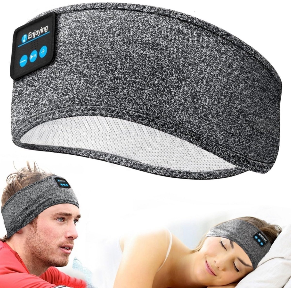SSTRWGOOD Draadloze slaaphoofdtelefoon – Bluetooth-sporthoofdband – Ultradunne HD-stereoluidsprekers – Ontworpen voor zijslapers – Ideaal geschikt voor slapen, sporten, joggen, yoga, slapeloosheid, vliegreizen en meditatie – Grijs melée