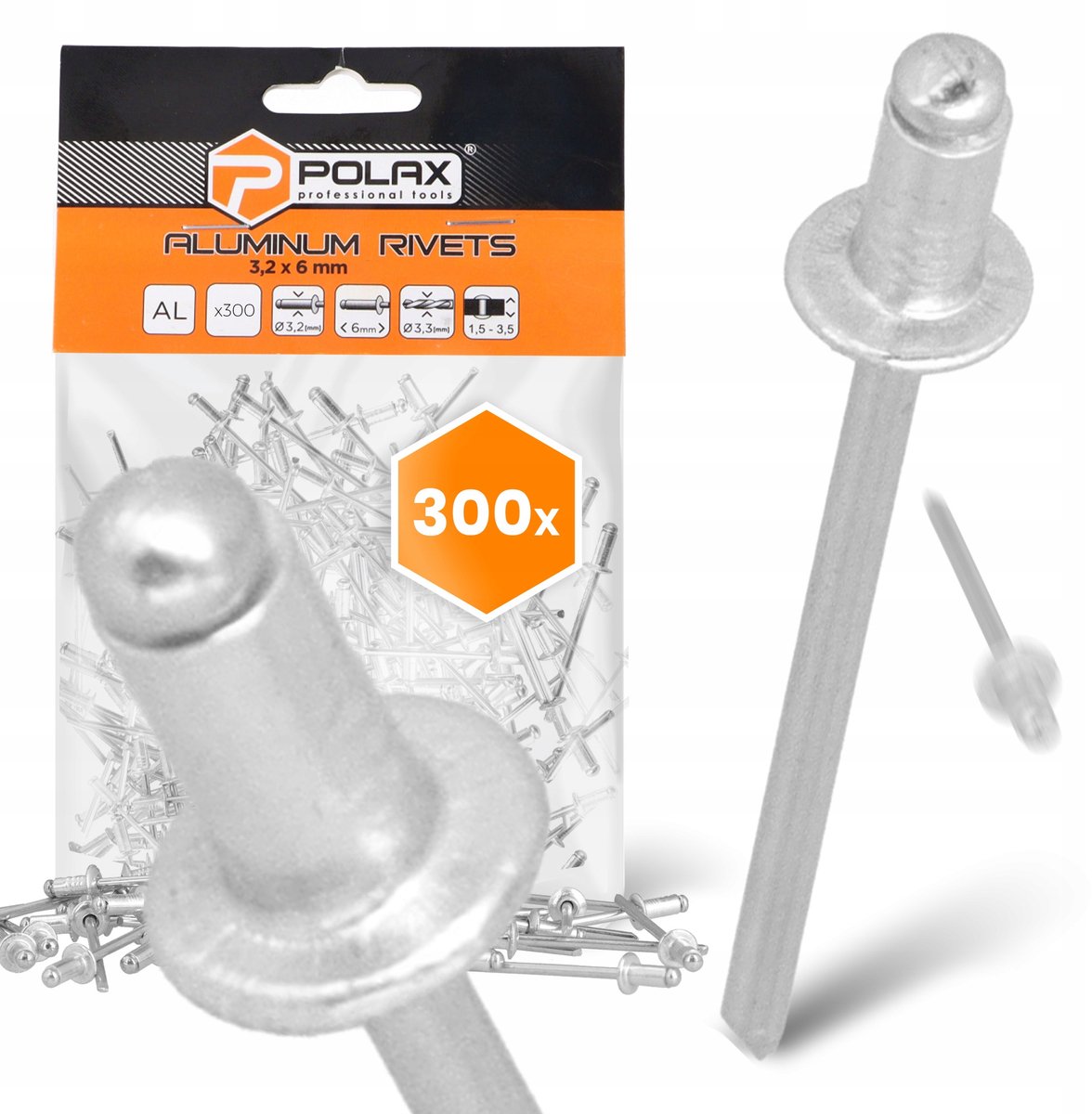 300x Aluminium Blindklinknagels 3,2x8 mm Verzinkt - Sterk & Roestbestendig