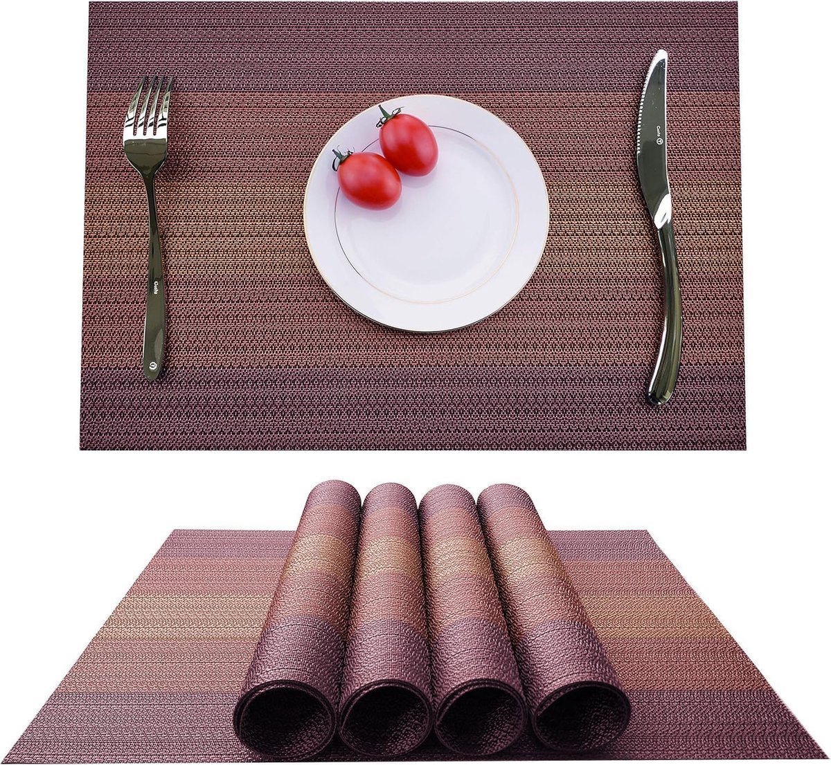 American Place Mats Washable Set of 4 Fabric Breakfast Plates Washable Polyester Cotton Waterproof Rectangular Heat - ShopVlot