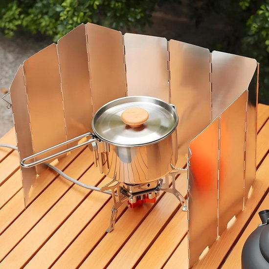 Windscherm voor buitenkooktoestel – Opvouwbaar ontwerp met 16 panelen: onmisbare uitrusting voor kamperen-barbecues-picknicks-wandelen en andere buitenactiviteiten. — afbeelding 2