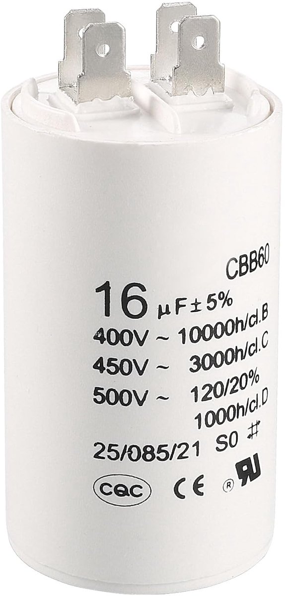 sourcing map Operating Capacitor CBB60 16uF 450 V AC, 72 x 40 mm, white - ShopVlot