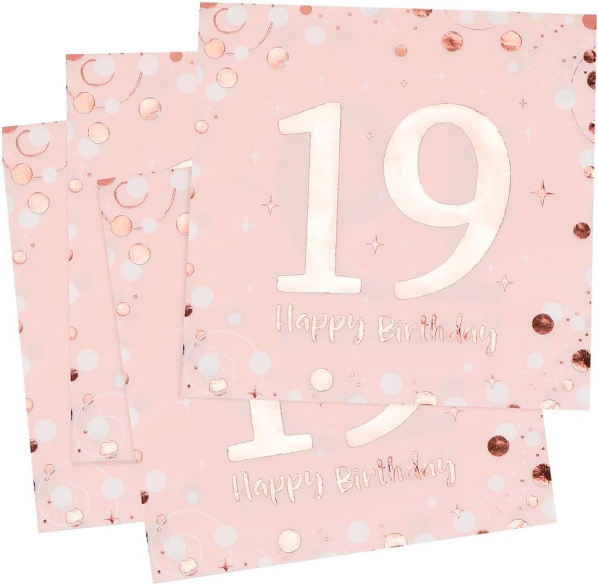 Napkins 19th Birthday, 30pcs Pink Birthday Napkins, Happy Birthday 19 Napkins, 3 Ply Milestone 19 Table Decoration - ShopVlot