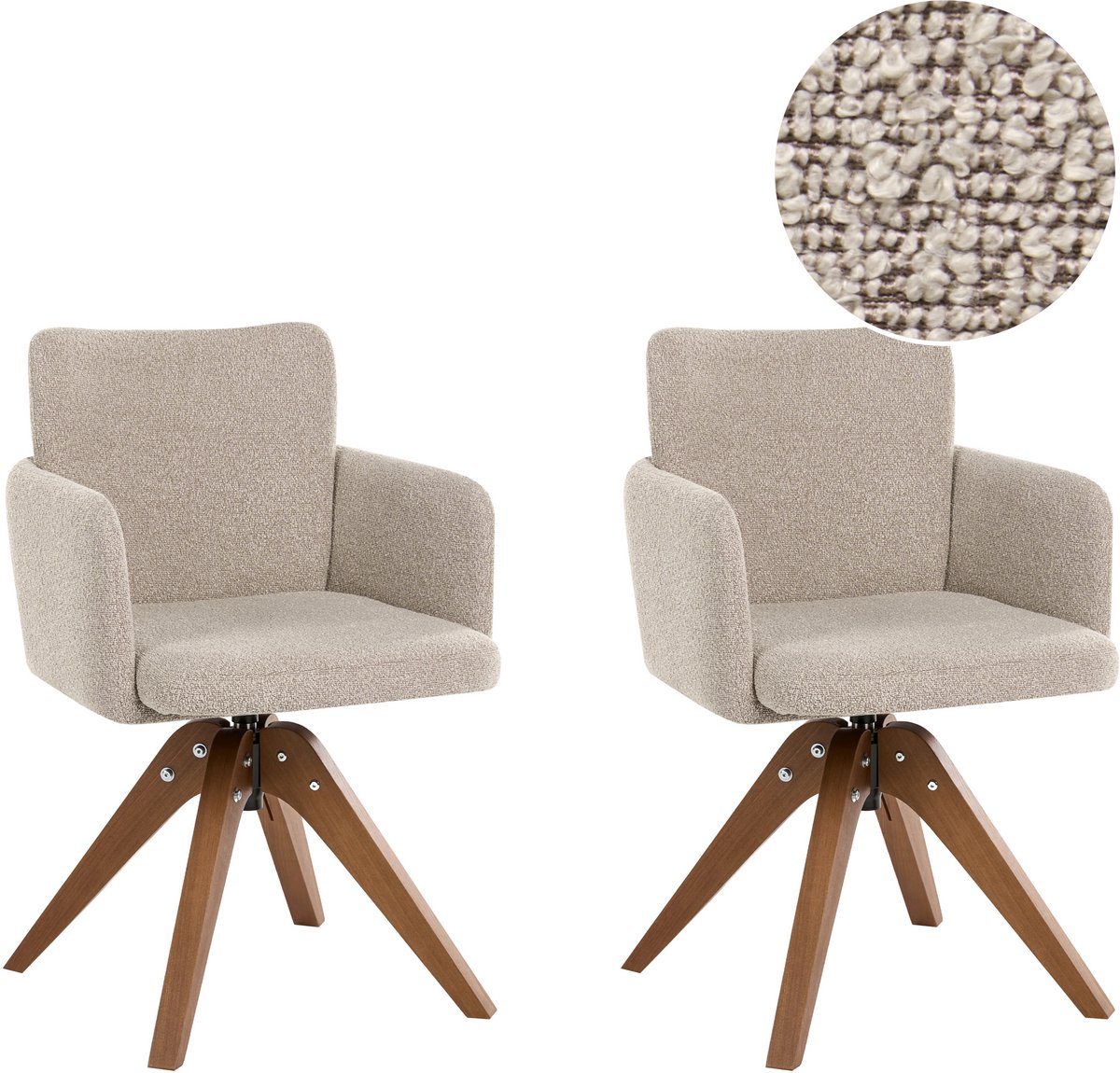 EVELYN - Eetkamerstoel set van 2 - Beige - Bouclé