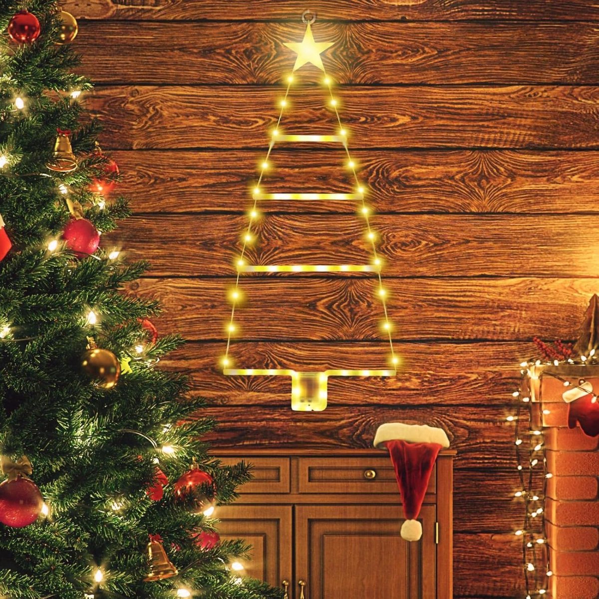 Christmas Lights Outdoor Battery 60cm Christmas Tree Ladder Fairy Lights Battery 8 Modes Waterproof Window Decoration - ShopVlot