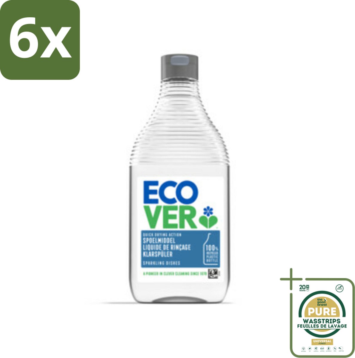 Ecover - Spoelmiddel - 450 ml - Voordeelverpakking - 6 stuks - Vaatwasser - Glanzende vaat