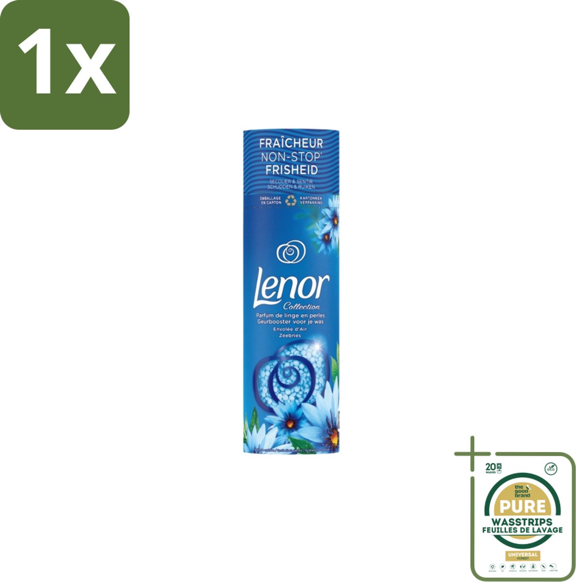 1 x Lenor - Geurbooster - Zeebries - Non-Stop Frisheid - 19 Wasbeurten- Zeebries Geurbooster - Geur In Was - Frisheid In Kast - Geur Op Maat - Wasgeur