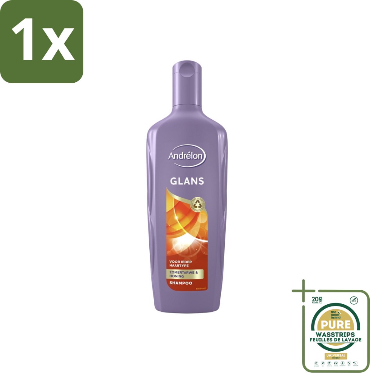 1 x Andrélon - Glans - Shampoo - 300 ml- Glans Shampoo - Natuurlijke Glans - Zomertarwe Shampoo - Honing Shampoo - Haar Verzorging