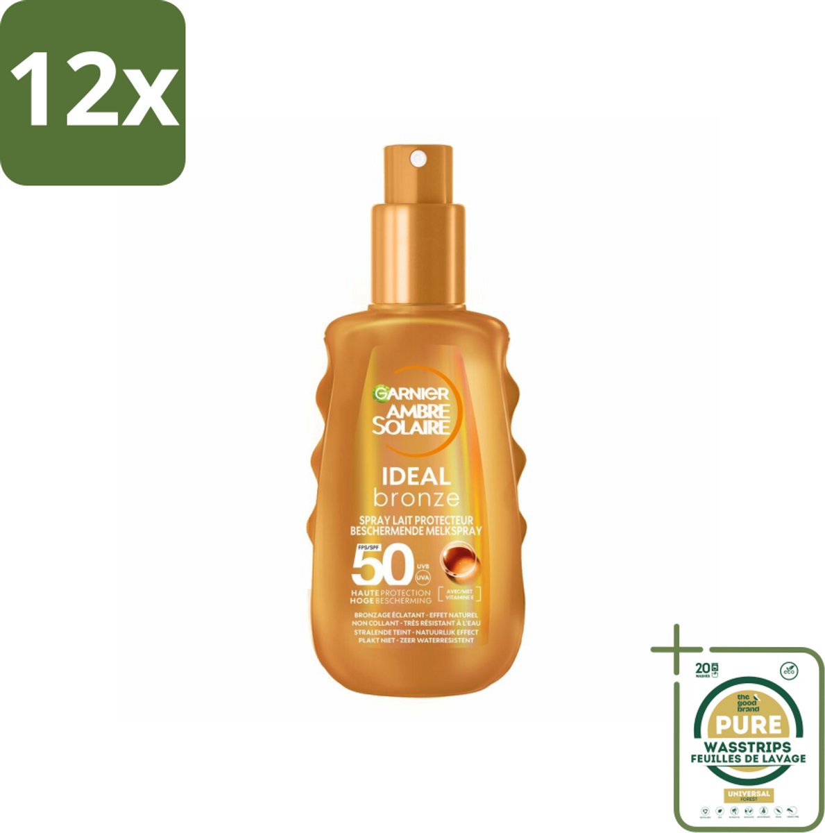 Garnier - Ambre Solaire - Beschermende Mist - Ideal Bronze - SPF 50+ - 150 ml - Voordeelverpakking - 12 stuks - Spf 50 - Zonnecrème
