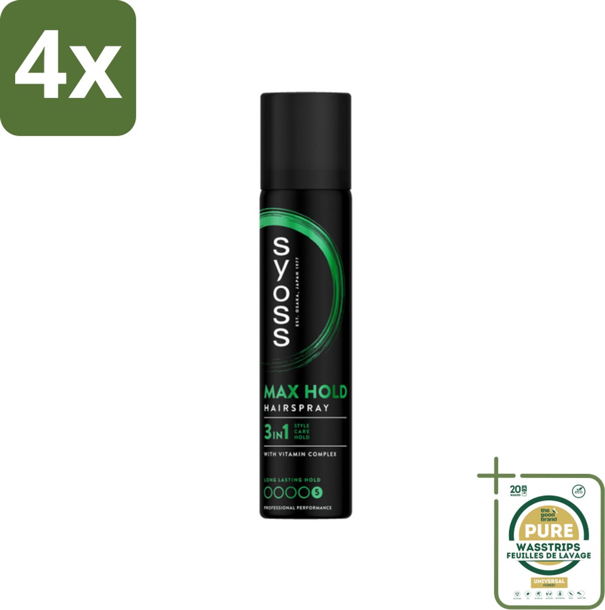 Syoss - Max Hold - Haarspray - Compacte Fixatie - 75 ml - Voordeelverpakking - 4 stuks - Styling - Syoss
