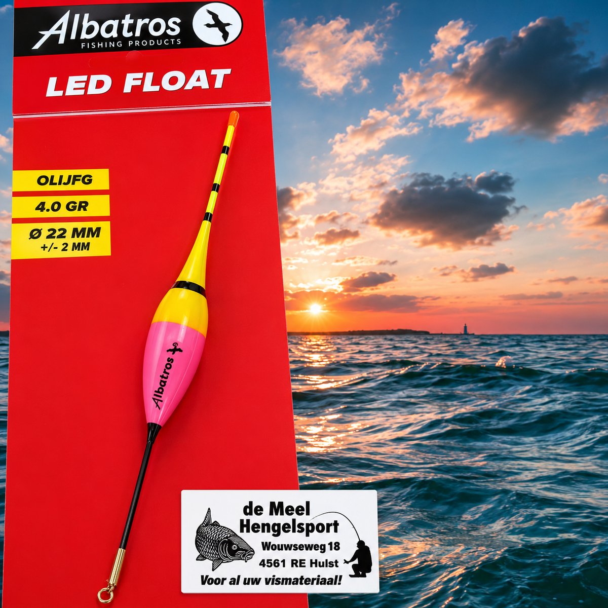 Albatros LED dobber Olivia 0,9 gram met batterij voor nachtvisserij
