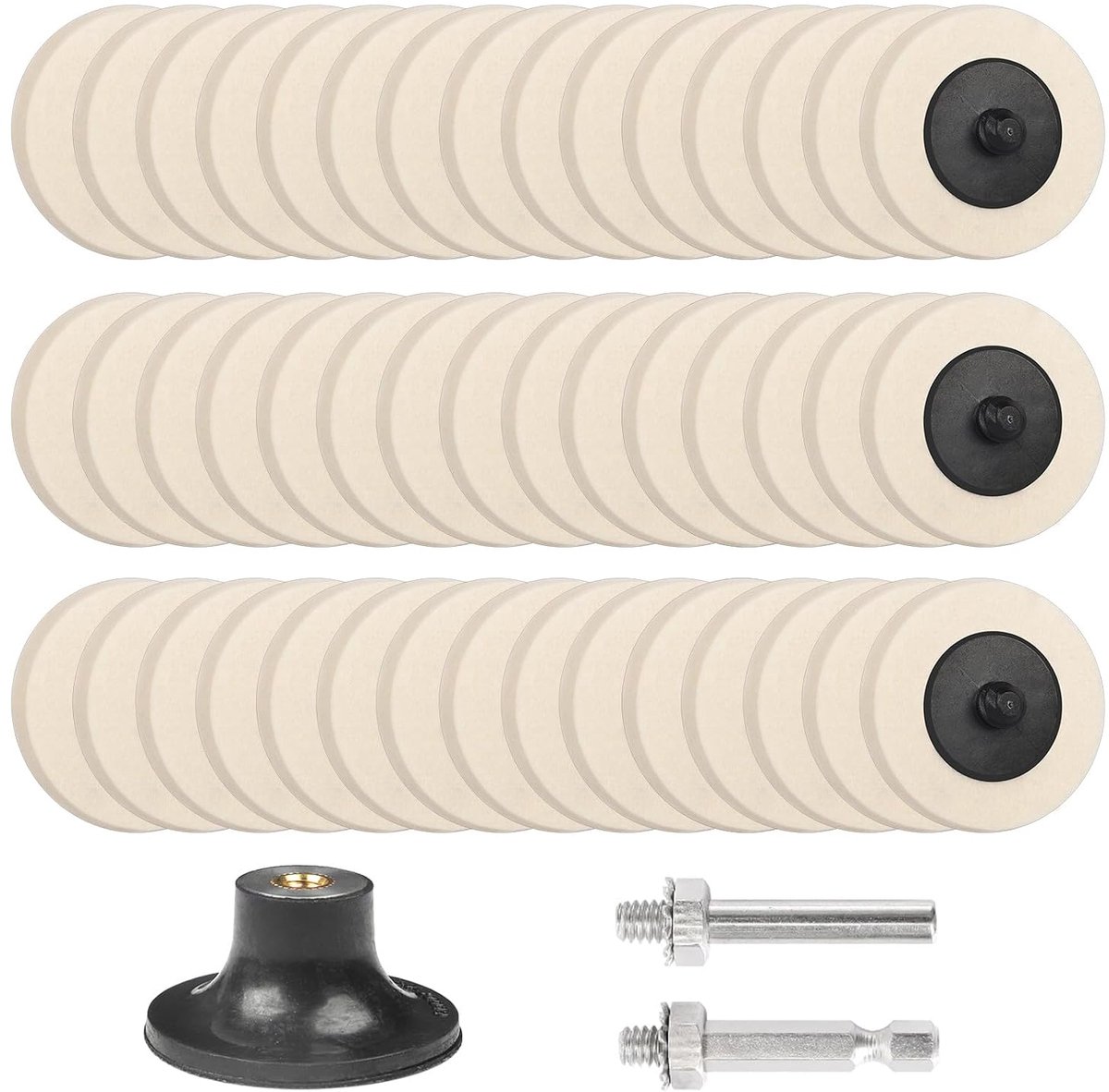 48Pcs 2 Inch Polishing Disc Wool Felt Polishing Set, 50mm Wool Sanding Discs with 1/4" Disc Pad Holder For Cleaning - ShopVlot