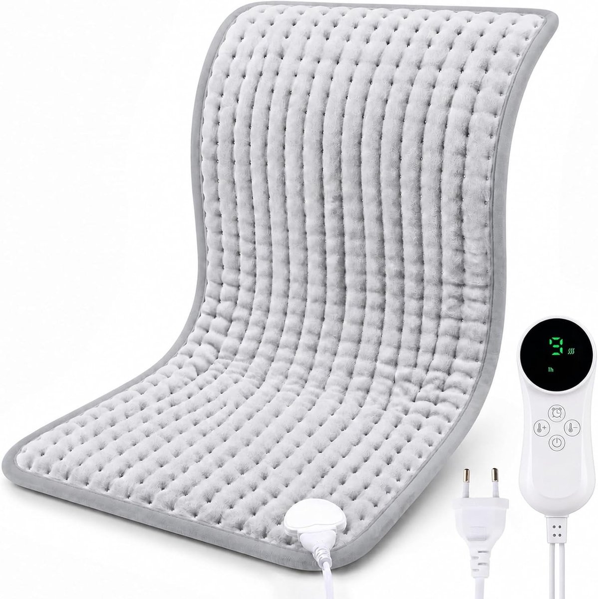 Verwarmingskussen - Grijs - 43 x 84 cm - Flanellen Warmtekussen met 9 Temperatuurstanden - Voor Rug, Nek, Schouders en Buik