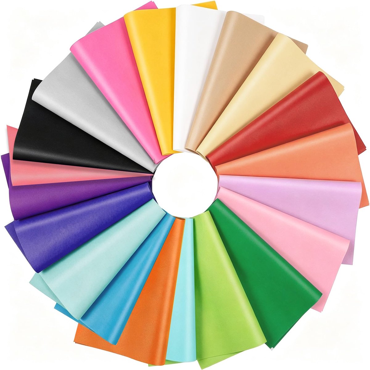 100 Stuks Gekleurd Tissuepapier, 70 x 50 cm, 20 Kleuren - ShopVlot