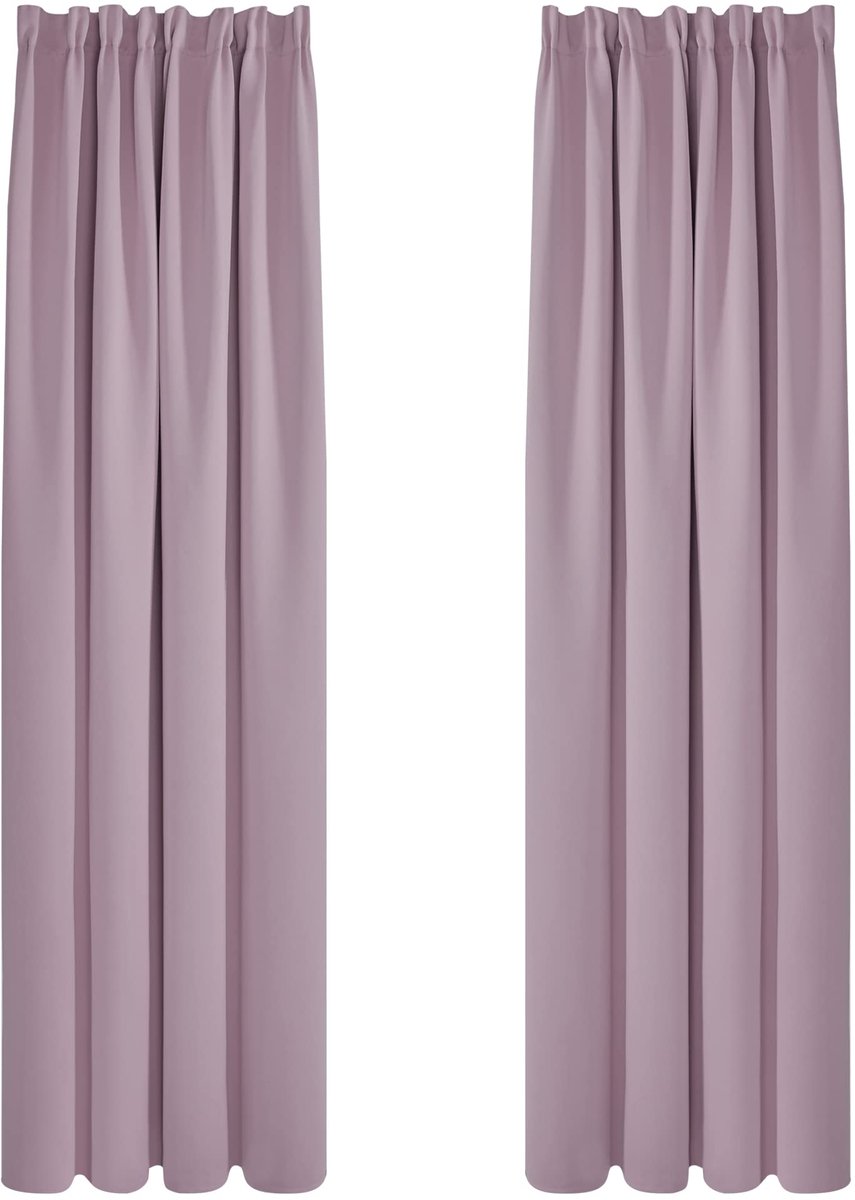 Famanu Warmtewerend gordijn, 140 x 245 cm, set van 2, lichtroze